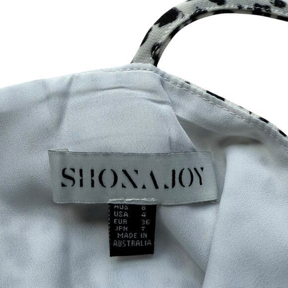 Shona Joy Berlin Cocktail Draped Midi Dress White & Black Speckled Size 4 - Picture 4 of 7